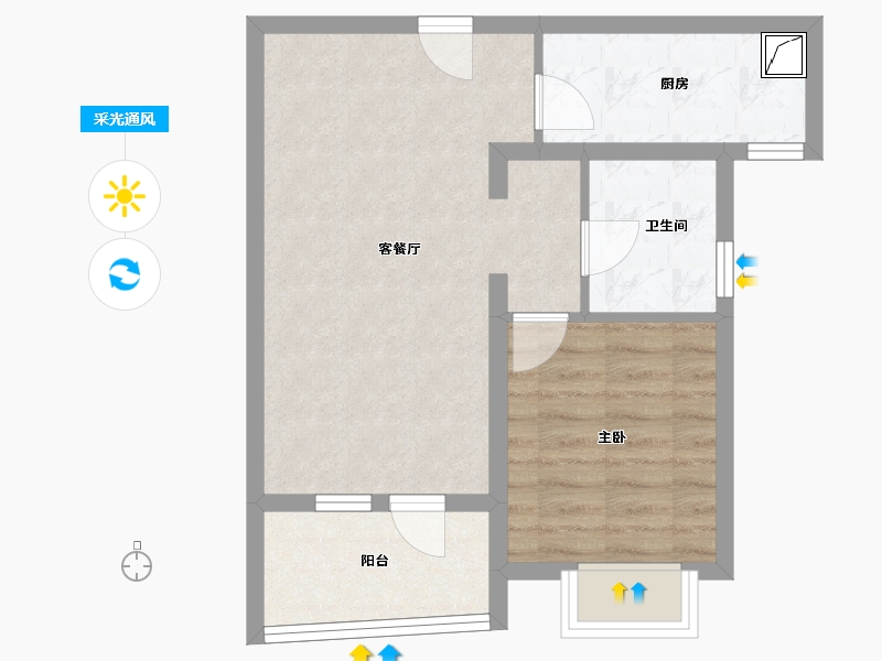 湖北省-武汉市-恋湖家园滨湖区二期-50.63-户型库-采光通风