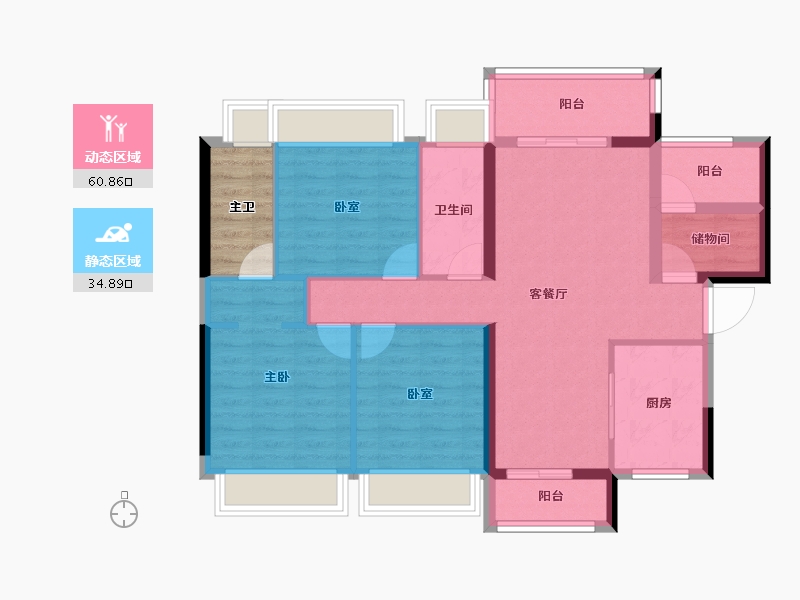 广东省-佛山市-禹洲朗廷湾-89.66-户型库-动静分区