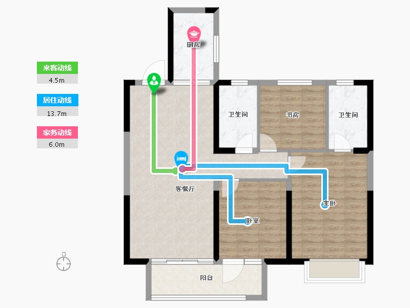 山东省-临沂市-儒辰海棠樾府​-93.60-户型库-动静线