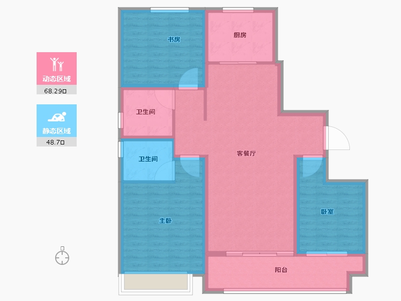 山东省-临沂市-​金邑瑞府-105.60-户型库-动静分区