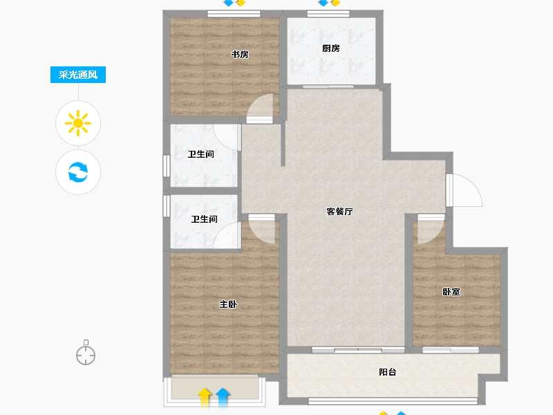 山东省-临沂市-​金邑瑞府-105.60-户型库-采光通风