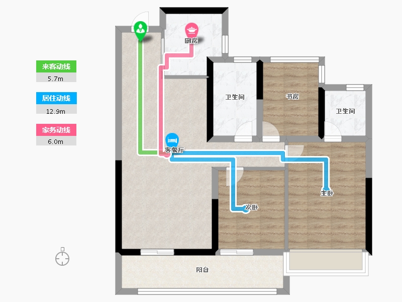 浙江省-温州市-龙湖坤和天境-84.00-户型库-动静线