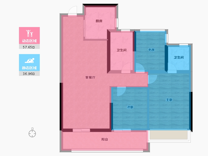 浙江省-温州市-龙湖坤和天境-84.00-户型库-动静分区