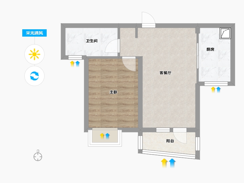 湖北省-武汉市-恋湖家园滨湖区二期-46.71-户型库-采光通风