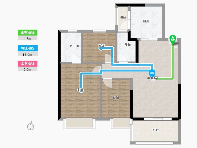 浙江省-温州市-温州恒大翡翠华庭-90.40-户型库-动静线