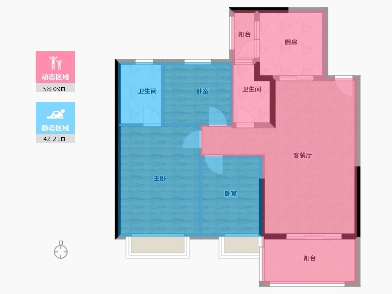 浙江省-温州市-温州恒大翡翠华庭-90.40-户型库-动静分区