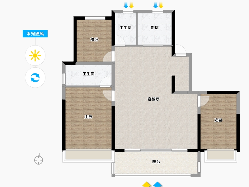 浙江省-温州市-九山金茂府-124.00-户型库-采光通风