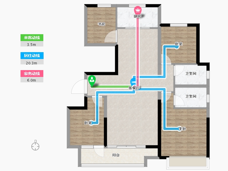 山东省-临沂市-儒辰海棠樾府​-107.20-户型库-动静线