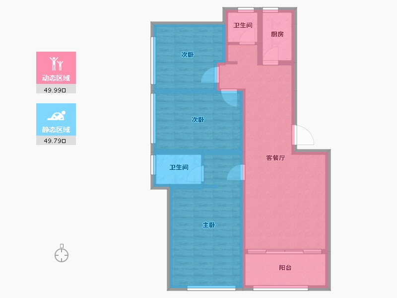 山东省-临沂市-迪尚华府-88.63-户型库-动静分区