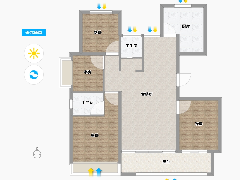 山东省-临沂市-恒弘城众望府-115.69-户型库-采光通风