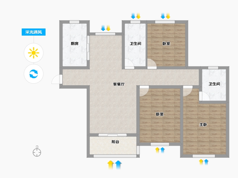 江苏省-无锡市-寺头家园-110.16-户型库-采光通风