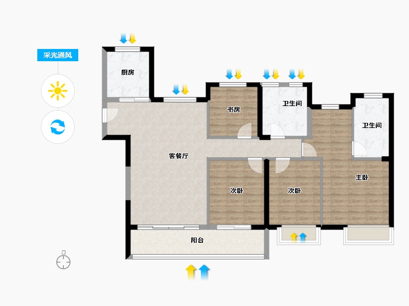 江苏省-无锡市-绿地四季印象-114.77-户型库-采光通风