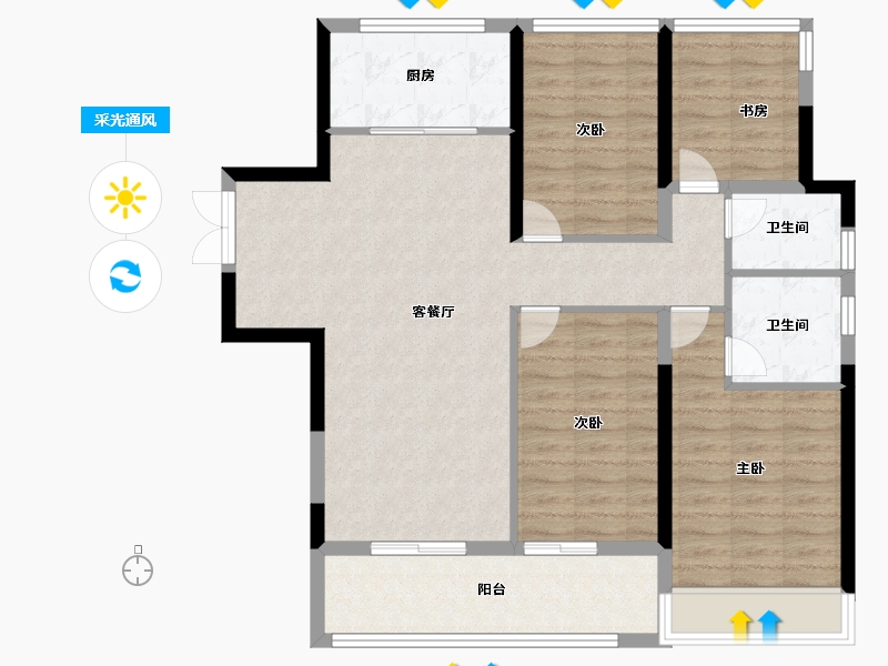 浙江省-温州市-国鸿柏悦府-100.00-户型库-采光通风