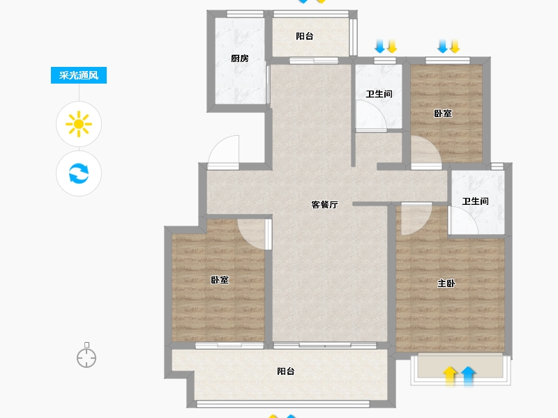 山东省-临沂市-​金邑瑞府-104.00-户型库-采光通风