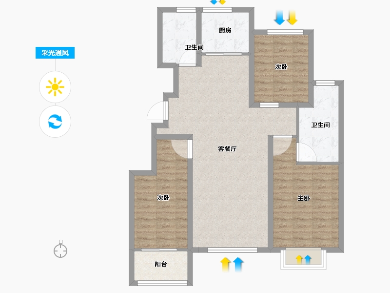 山东省-潍坊市-—象澜湾-96.01-户型库-采光通风