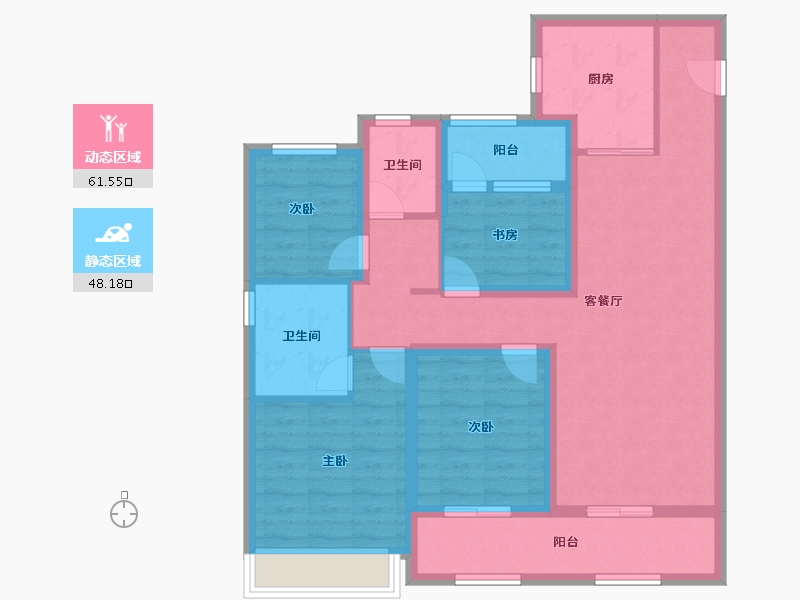 浙江省-温州市-红星温州天铂-96.80-户型库-动静分区