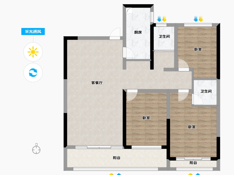 山东省-潍坊市-金鼎世家-104.81-户型库-采光通风