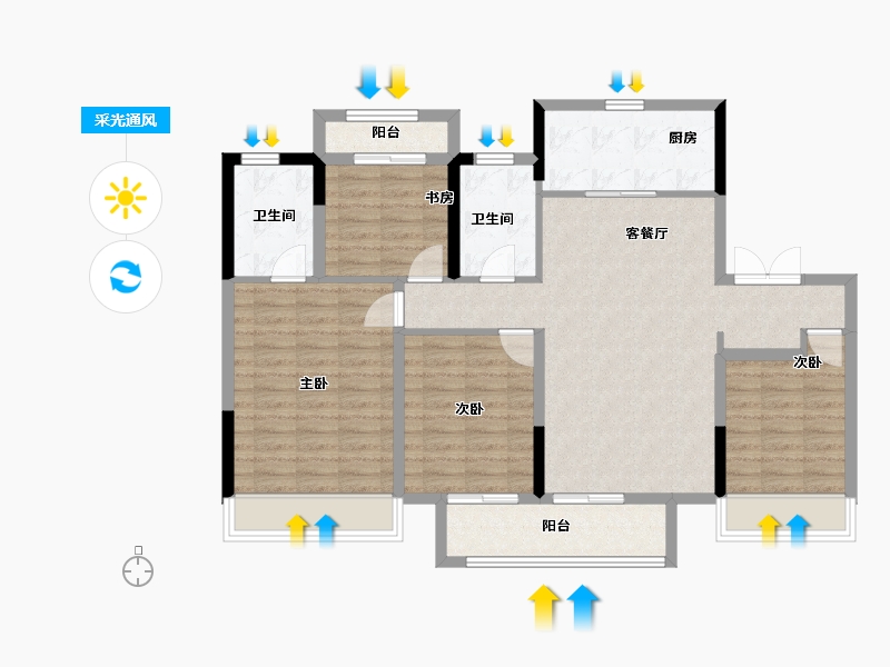 浙江省-温州市-银城玖珑天著-103.30-户型库-采光通风