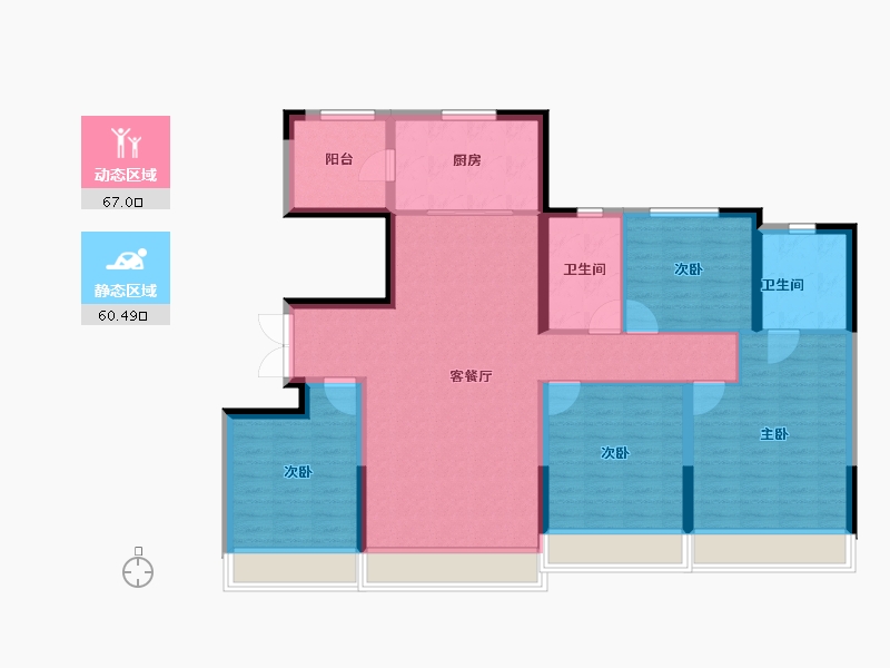 陕西省-西安市-中海云锦-114.87-户型库-动静分区