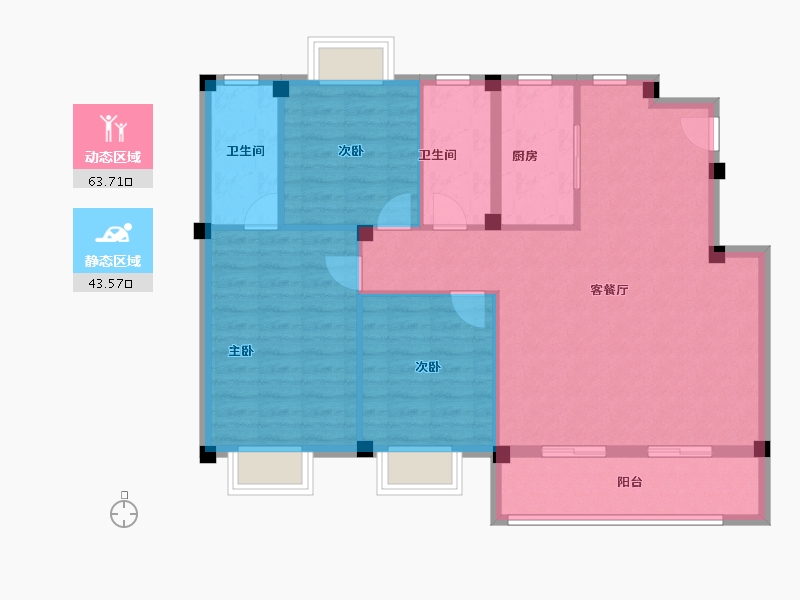 浙江省-湖州市-新都泰和府-97.60-户型库-动静分区