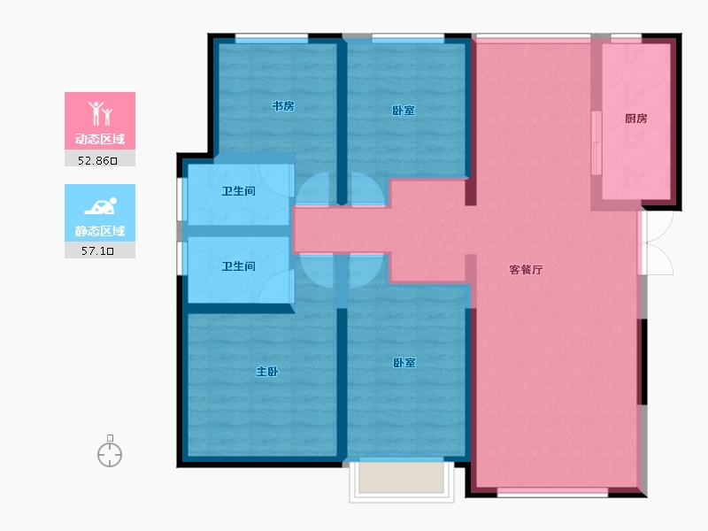 陕西省-西安市-蓝光公园华府-97.73-户型库-动静分区