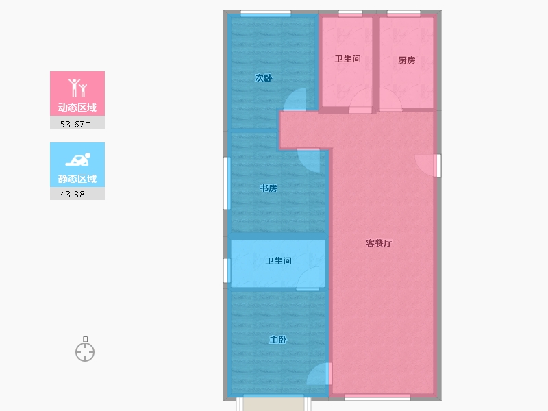 陕西省-西安市-远洋御山水-86.96-户型库-动静分区