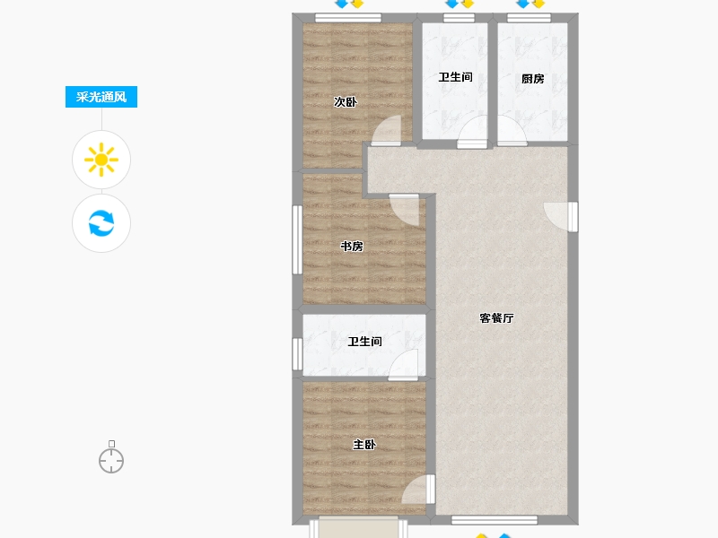 陕西省-西安市-远洋御山水-86.96-户型库-采光通风