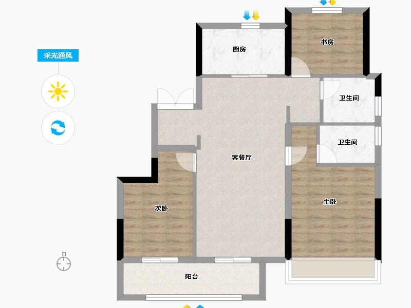 浙江省-温州市-银城玖珑天著-86.41-户型库-采光通风