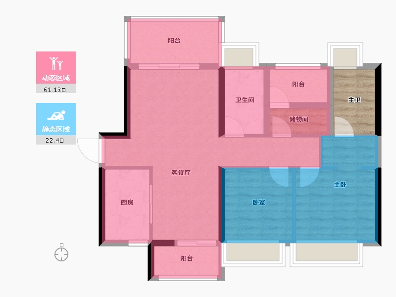 广东省-佛山市-禹洲朗廷湾-78.80-户型库-动静分区