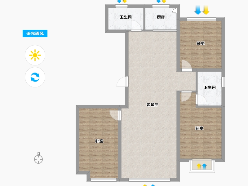 山东省-潍坊市-金鼎世家-102.40-户型库-采光通风