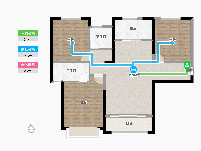 陕西省-西安市-中铁·卓越城-96.78-户型库-动静线