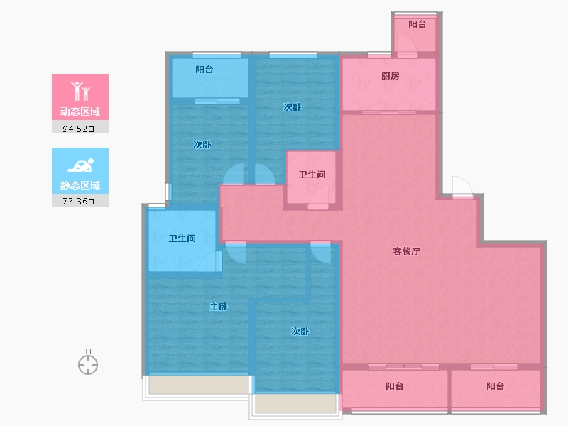 陕西省-西安市-龙湖景粼天序-151.34-户型库-动静分区