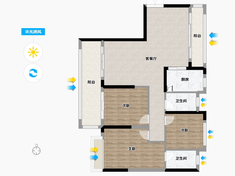 湖南省-岳阳市-盛世新城-137.05-户型库-采光通风