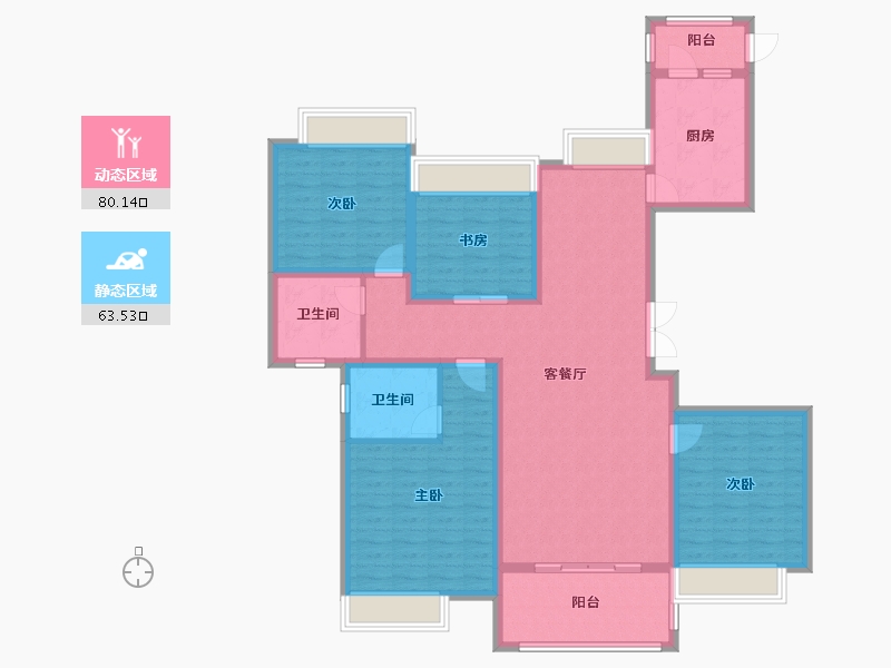 江苏省-苏州市-苏高新天之运-129.00-户型库-动静分区