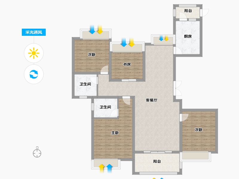 江苏省-苏州市-苏高新天之运-129.00-户型库-采光通风