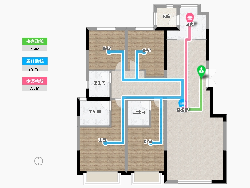 陕西省-西安市-蓝光公园华府-120.97-户型库-动静线