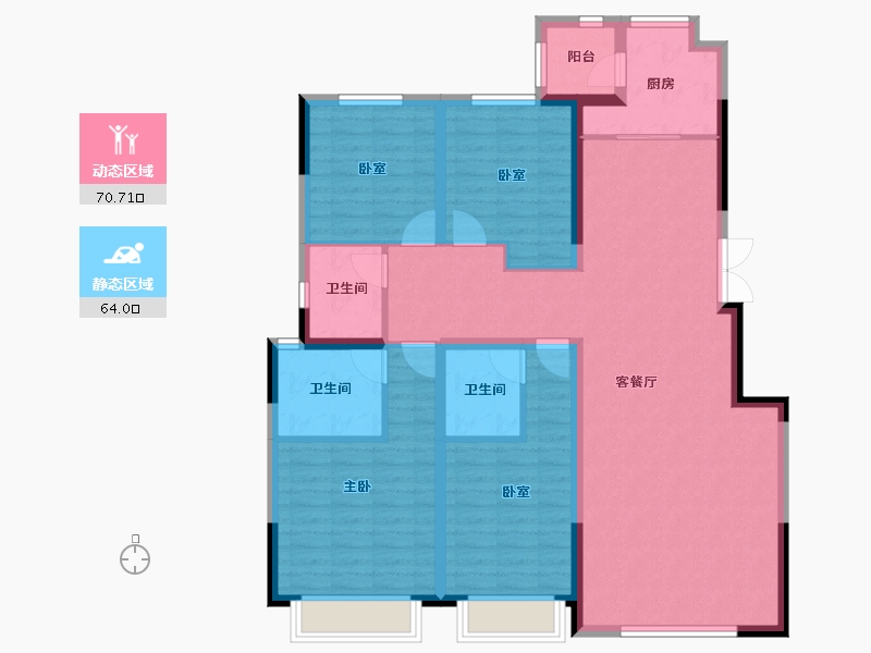 陕西省-西安市-蓝光公园华府-120.97-户型库-动静分区