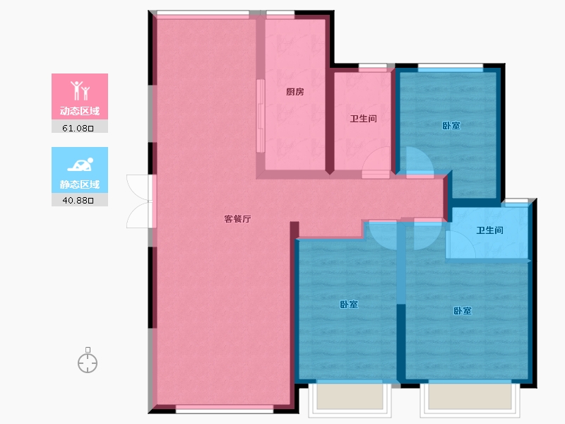 陕西省-西安市-蓝光公园华府-90.95-户型库-动静分区