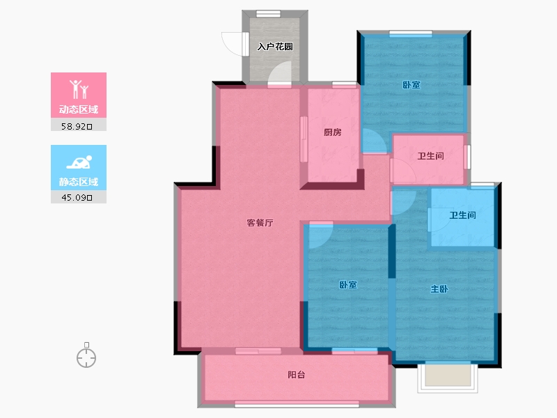 陕西省-咸阳市-力高宝格丽天悦华府-96.79-户型库-动静分区