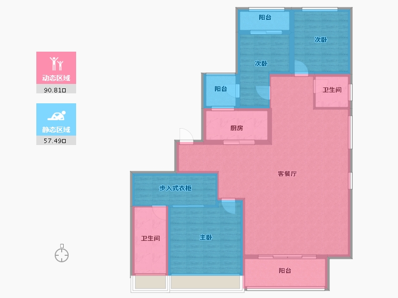 陕西省-西安市-龙湖景粼天序-134.07-户型库-动静分区