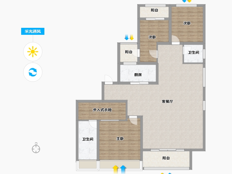 陕西省-西安市-龙湖景粼天序-134.07-户型库-采光通风