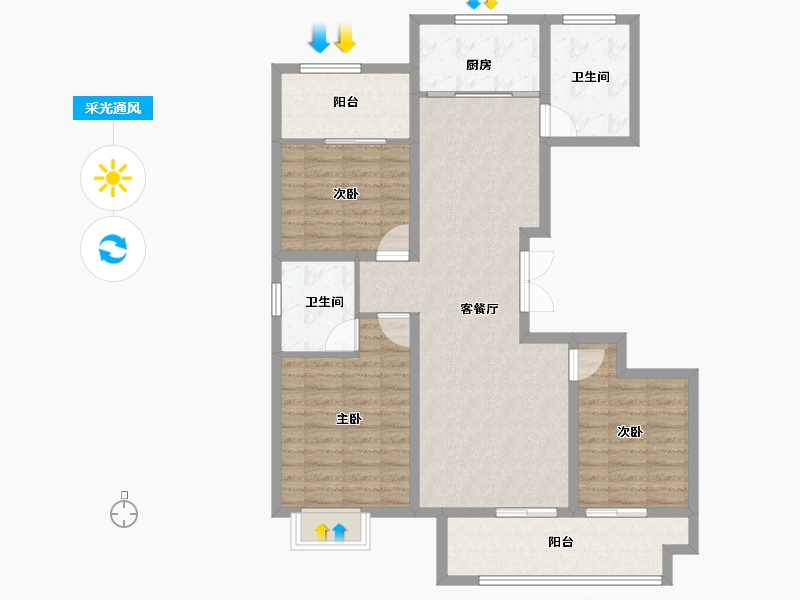 山东省-潍坊市-—象澜湾-102.40-户型库-采光通风