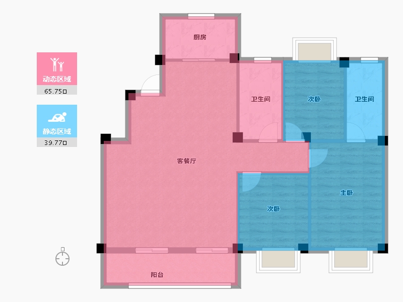 浙江省-湖州市-新都泰和府-96.00-户型库-动静分区