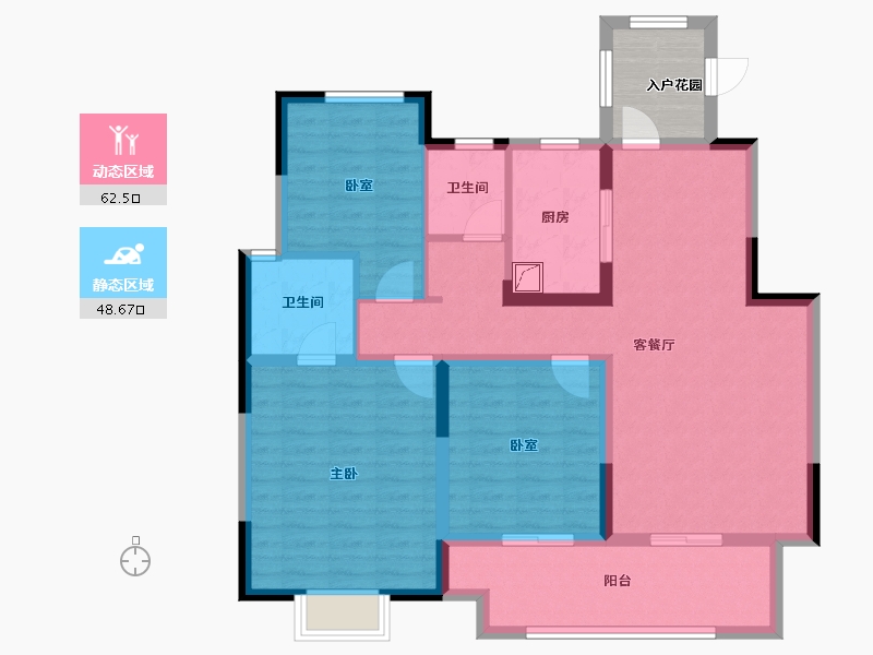 陕西省-咸阳市-力高宝格丽天悦华府-103.83-户型库-动静分区