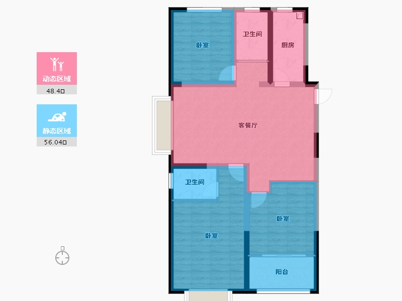 山东省-潍坊市-金鼎世家-93.60-户型库-动静分区