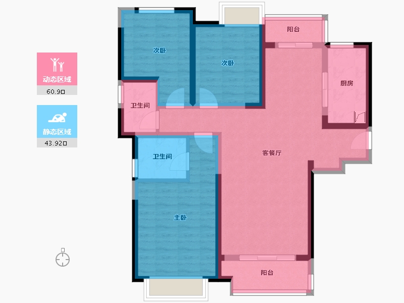 陕西省-西安市-星雨华府-92.47-户型库-动静分区