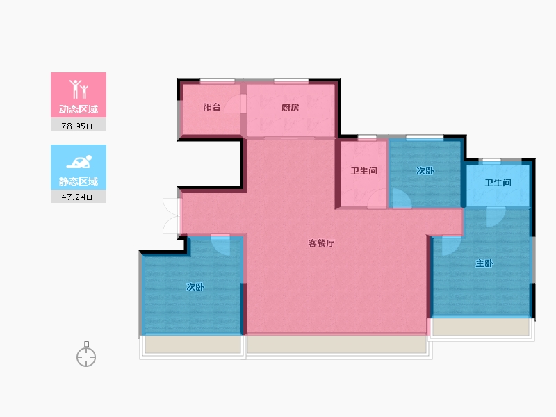 陕西省-西安市-中海云锦-114.77-户型库-动静分区