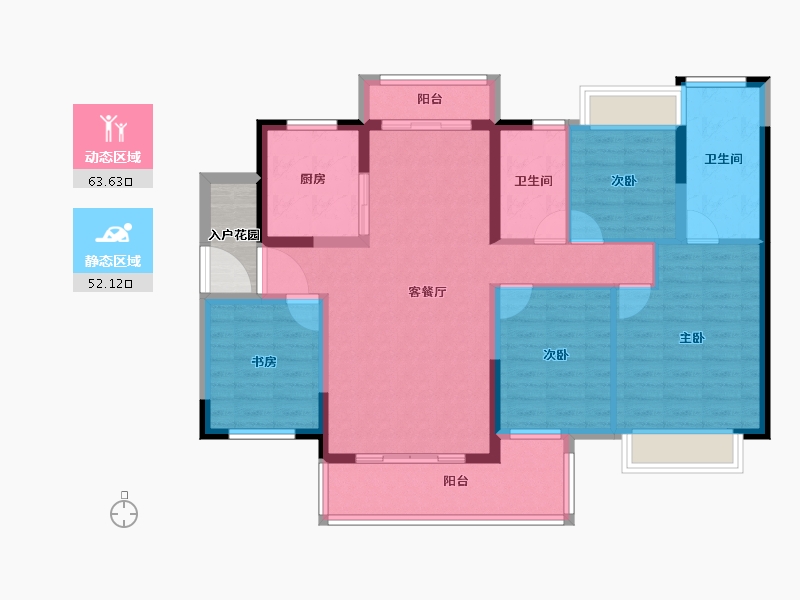 广东省-佛山市-融创滨江粤府-106.79-户型库-动静分区