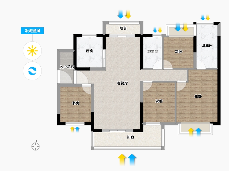 广东省-佛山市-融创滨江粤府-106.79-户型库-采光通风