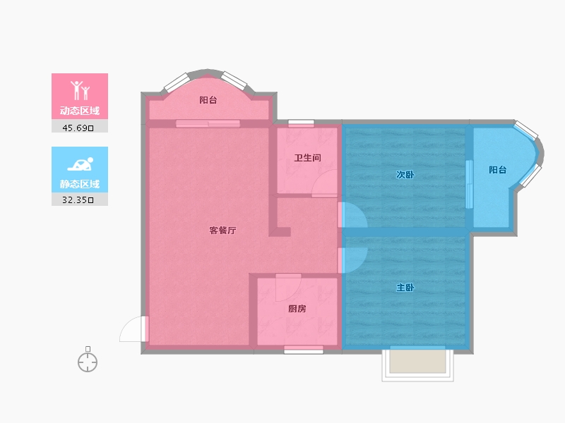 陕西省-西安市-云溪东境-69.38-户型库-动静分区